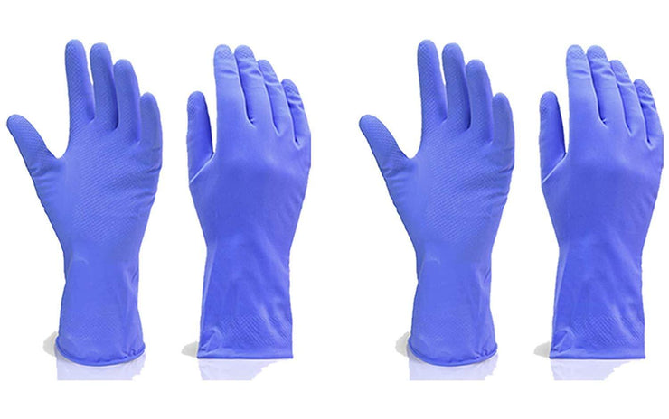 - Flock line Reusable Rubber Hand Gloves (Blue) - 1pc 