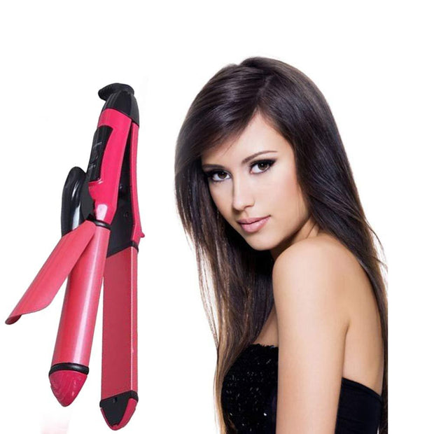 2 in 1 Hair Straightener and Curler Machine For Women | Curl & Straight Hair Iron 