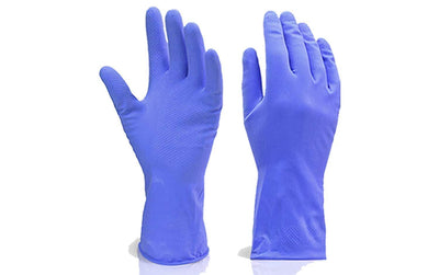 - Flock line Reusable Rubber Hand Gloves (Blue) - 1pc 