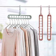 Anti-Skid Plastic 9-Holes Magic Wardrobe Folding Hangers 