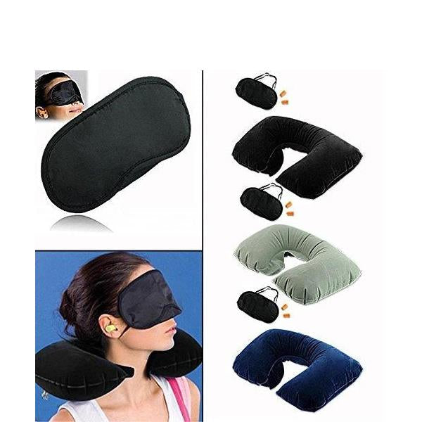 -3-in-1 Air Travel Kit with Pillow, Ear Buds & Eye Mask 