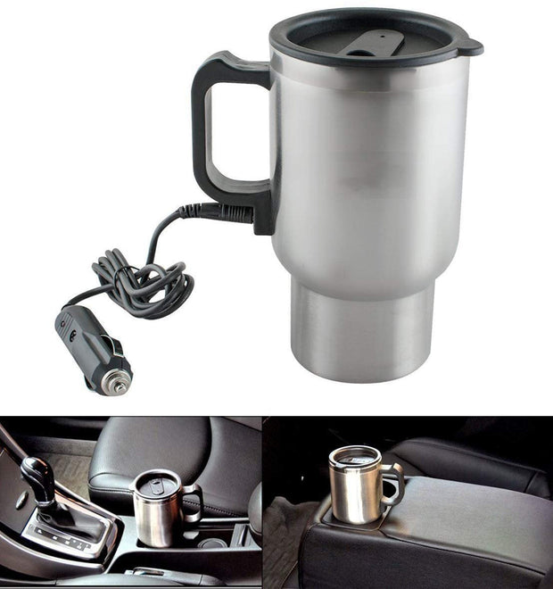 -12V Car Charging Electric Kettle Mug (Silver) 