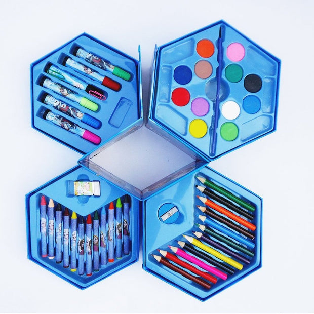 46 Pcs Plastic Art Colour Set with Color Pencil, Crayons, Oil Pastel and Sketch Pens 