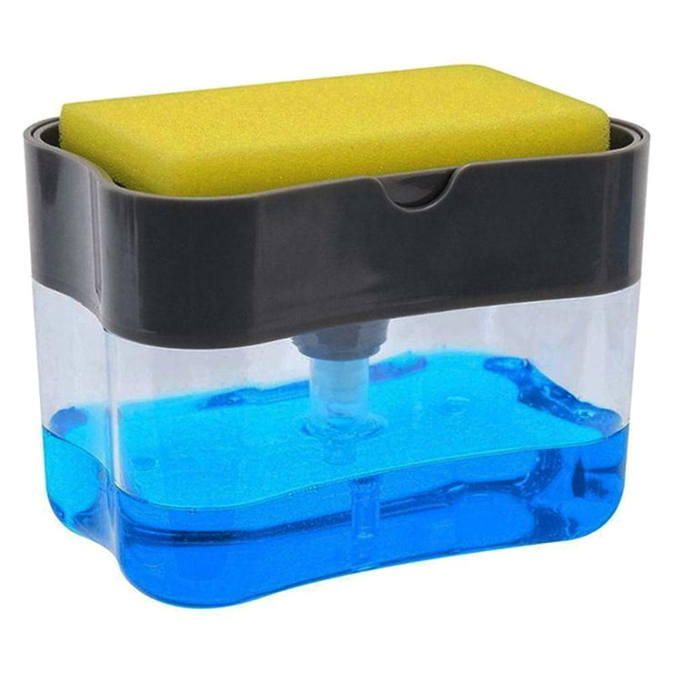 2-in-1 Liquid Soap Dispenser on Countertop with Sponge Holder 