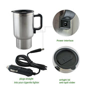 -12V Car Charging Electric Kettle Mug (Silver) 