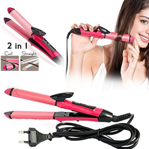 2 in 1 Hair Straightener and Curler Machine For Women | Curl & Straight Hair Iron 